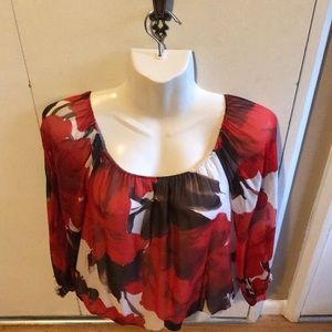 Alice and Olivia red/brown/cream blouse